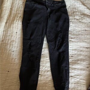 Maurices Black Skinny Jeans with Ripped Detail